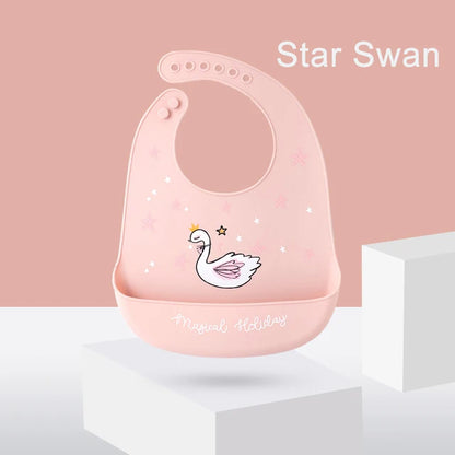 Silicone Bib Waterproof Saliva Dripping Banana Bibs Cartoon Soft Edible Aprons Baby Adjustable Burp Scarf