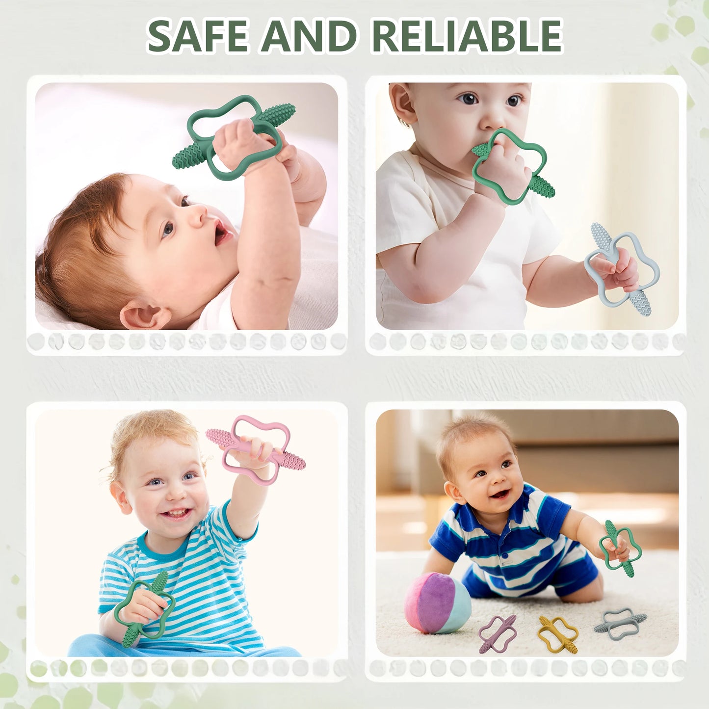 Baby teething toys with easy-grip handles, silicone teething toysfor babies 0-6  months, 6-12 months