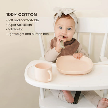 10-Pack Soft  Drool Bibs, 100% Cotton Breathable Bandana Bibs for Teething Babies, Highly Absorbent