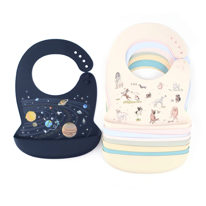 Silicone Bib Waterproof Saliva Dripping Banana Bibs Cartoon Soft Edible Aprons Baby Adjustable Burp Scarf