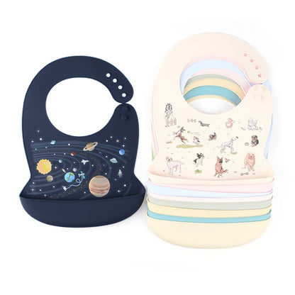 Silicone Bib Waterproof Saliva Dripping Banana Bibs Cartoon Soft Edible Aprons Baby Adjustable Burp Scarf