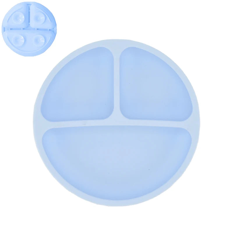 Silicone Baby Dining Plate Rice Spoon Set Cute Cartoon Children Dishes Retro Kid Bowl