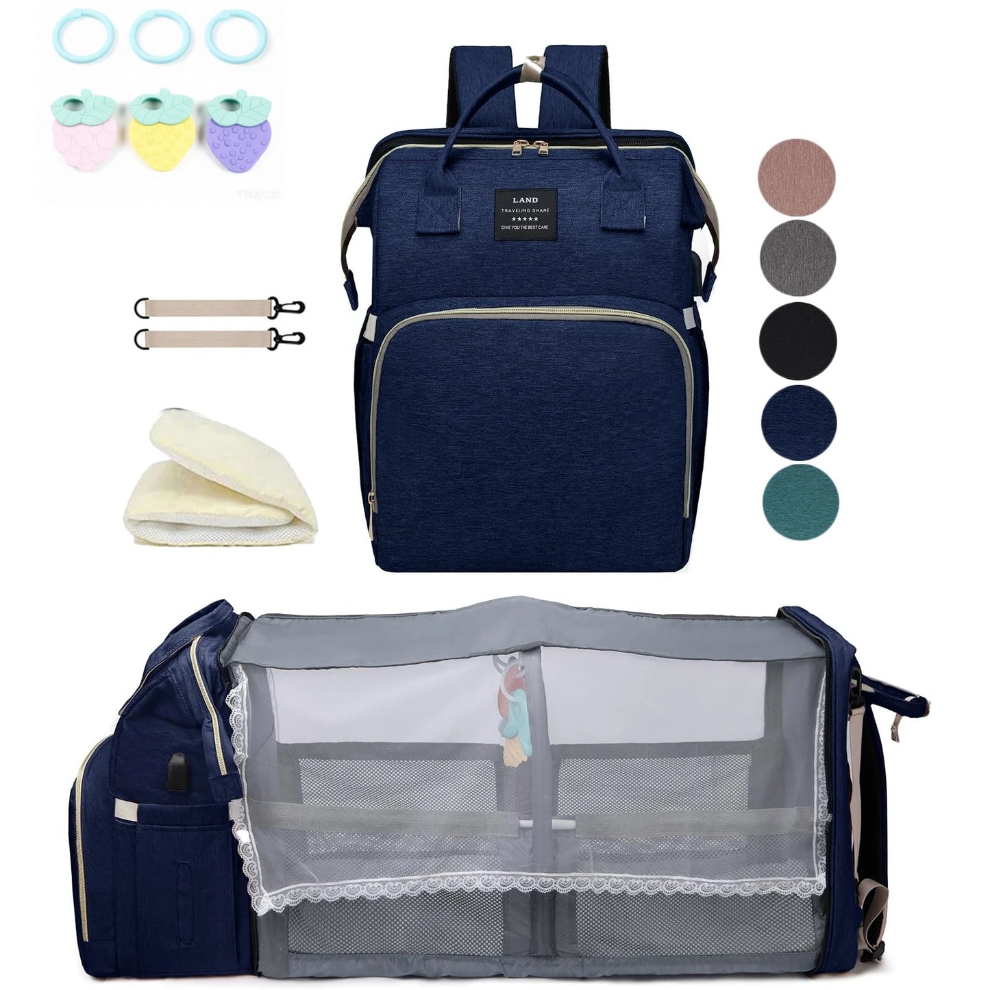 Mommy Bag Lightweight Portable Folding Crib Bed Large-capacity Bags Baby Backpack Mommy   Bag