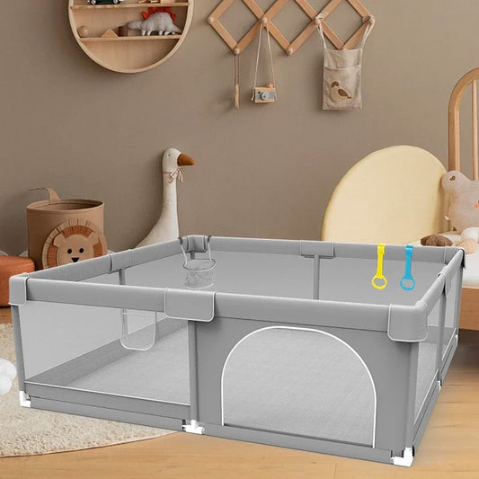 IMBABY Baby Playpens Light Gray Corral for Baby Playground with Pull Ring Child Safety Barrier