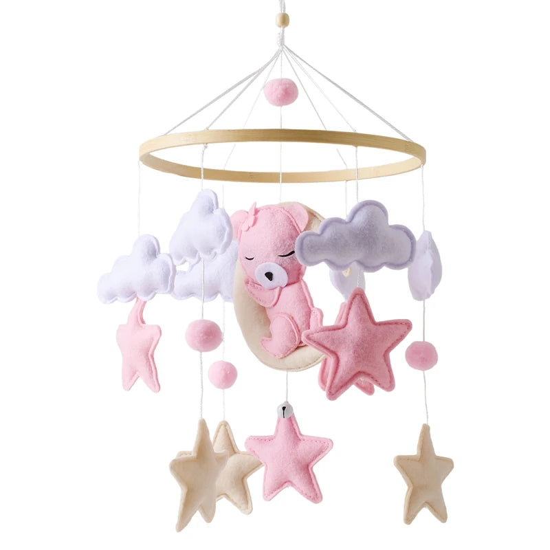 Baby Crib Mobile Rattle Toy 0-12Months Infant  Felt mobile Teddy Velvet Bear  Bell