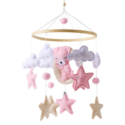 Baby Crib Mobile Rattle Toy 0-12Months Infant  Felt mobile Teddy Velvet Bear  Bell