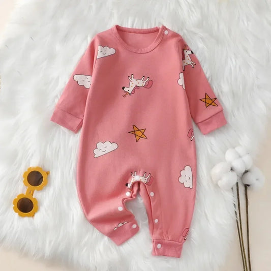 Newborn Baby Romper  100% Cotton Girl Boy 0-18  Spring Long Sleeve Soft Infant Clothes