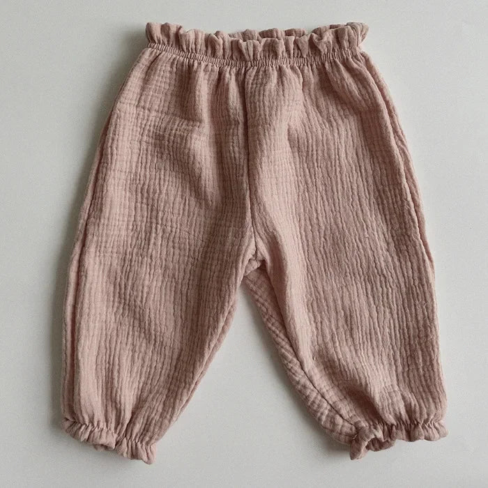 Organic Cotton Baby Pants Newborn Toddlers Print Soft Muslin Clothes Pants Capris