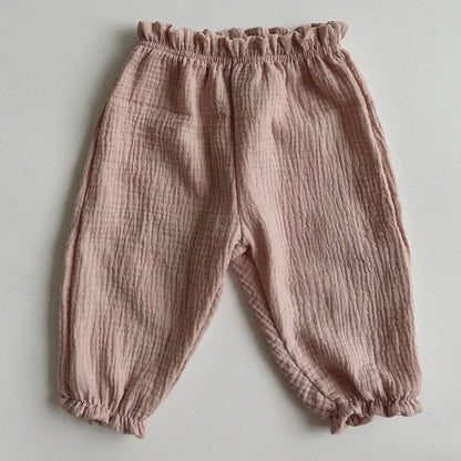 Organic Cotton Baby Pants Newborn Toddlers Print Soft Muslin Clothes Pants Capris