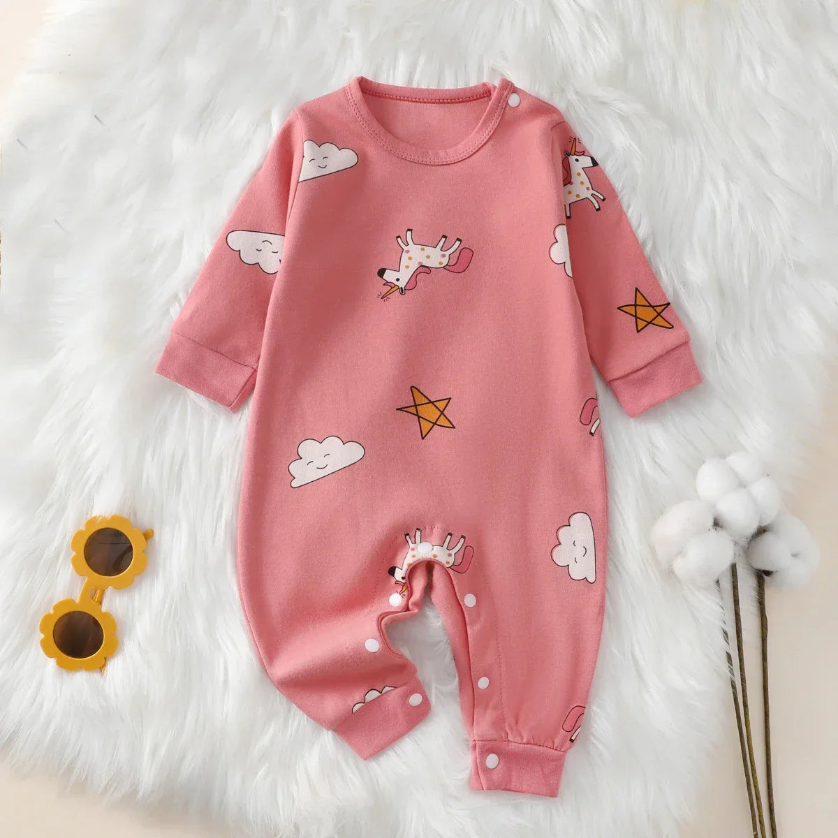 Newborn Baby Romper  100% Cotton Girl Boy 0-18  Spring Long Sleeve Soft Infant Clothes