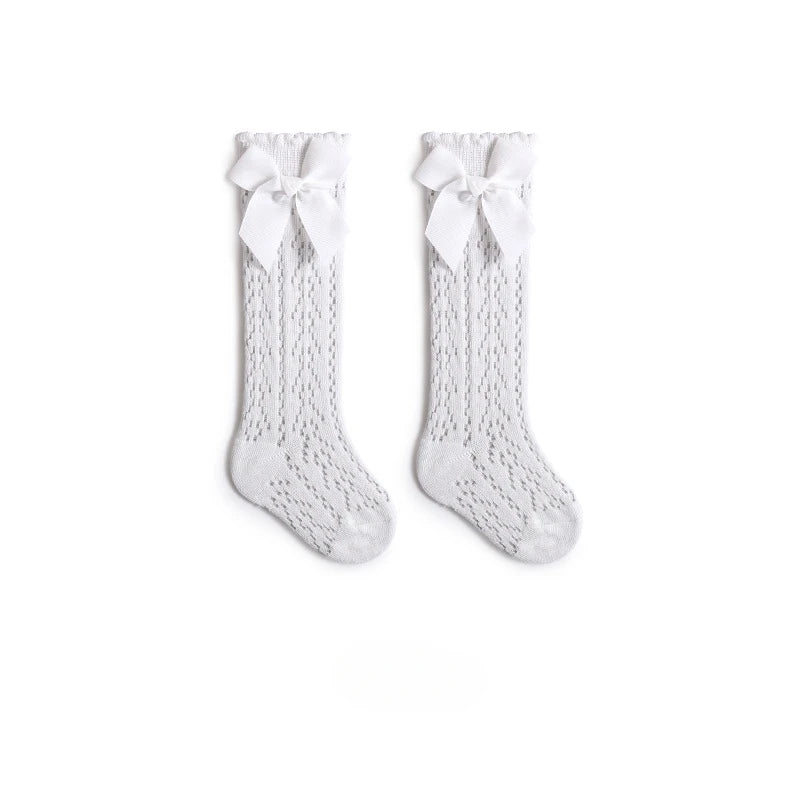 Summer Baby Girls Socks Toddler Bow Long Sock Kids Knee High Soft Cotton  Lace Socks 0-3Y
