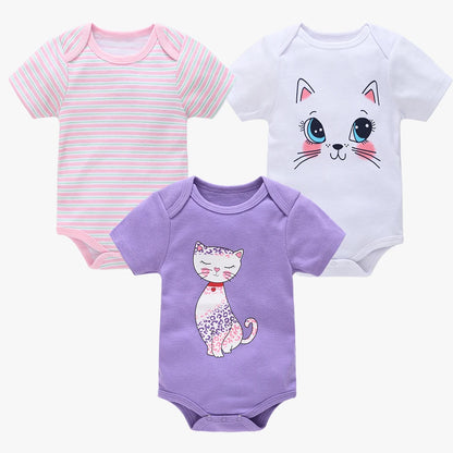 3/6 pcs a lot Baby Girls Clothes Cotton Short Sleeve Girl Bodysuit 0-12 Months Newborn