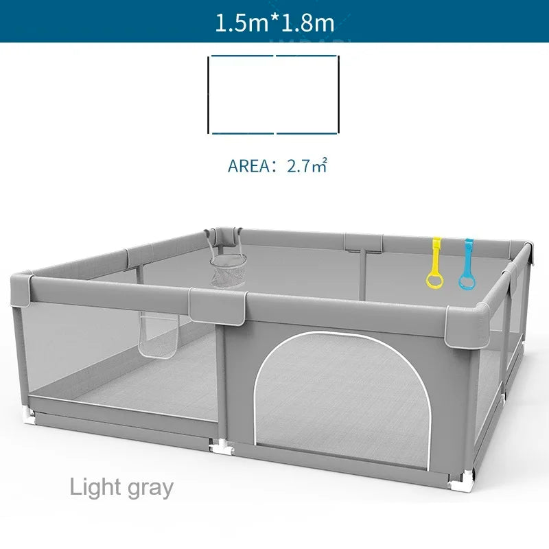 IMBABY Baby Playpens Light Gray Corral for Baby Playground with Pull Ring Child Safety Barrier