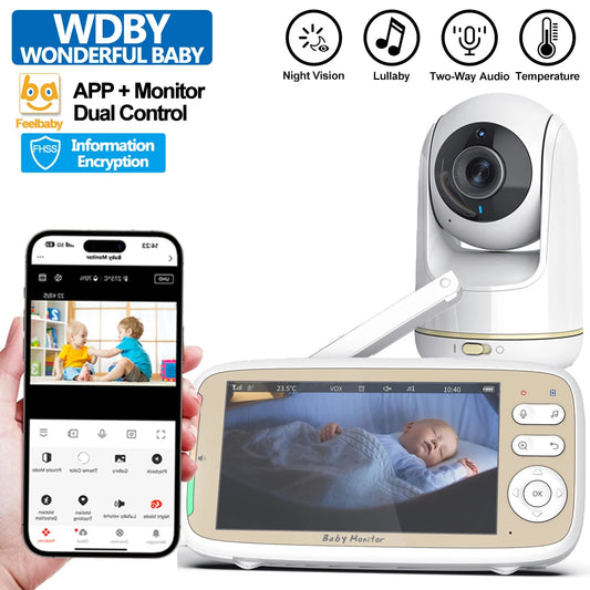 5 Inch Baby Monitor, Dual Control with Two Way and Audio Night Vision