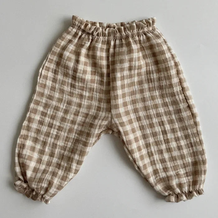 Organic Cotton Baby Pants Newborn Toddlers Print Soft Muslin Clothes Pants Capris