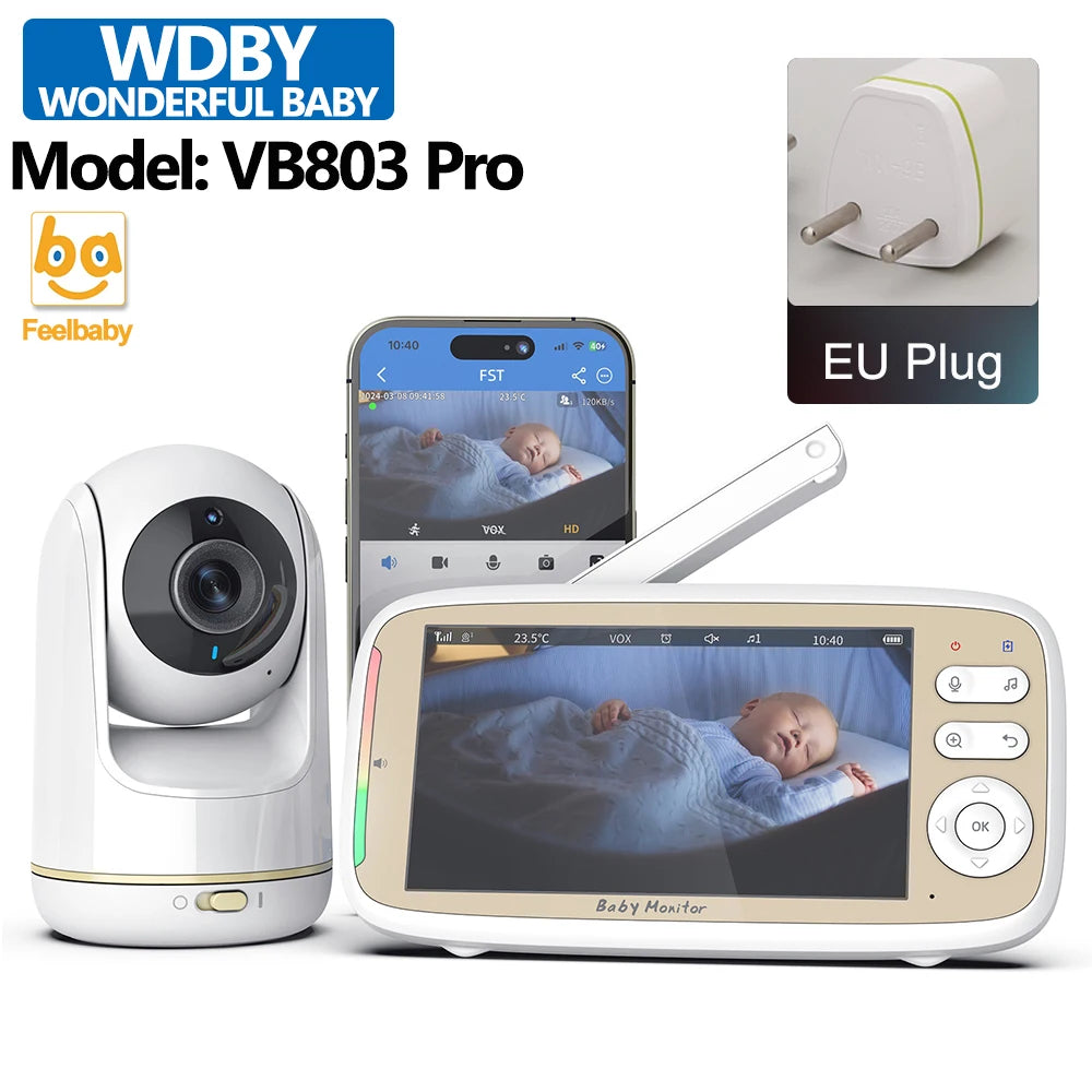 5 Inch Baby Monitor, Dual Control with Two Way and Audio Night Vision