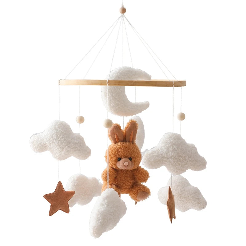 Baby Crib Mobile Rattle Toy 0-12Months Infant  Felt mobile Teddy Velvet Bear  Bell