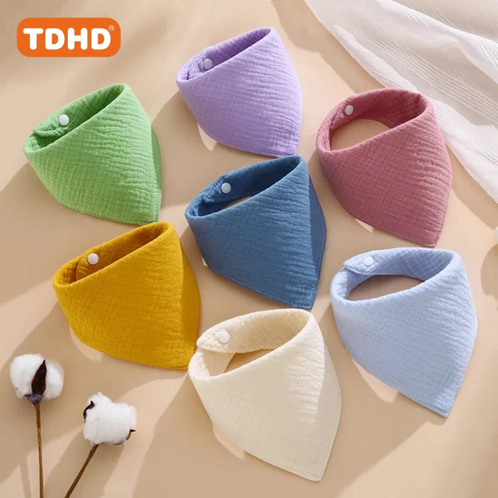 7pcs Baby Bibs Soft, Absorbent Drool & Eating Bibs with Button Closure, Mixed Colors, Ideal for Infants & Toddler