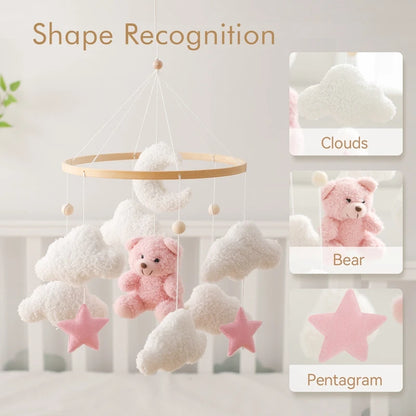 Baby Crib Mobile Rattle Toy 0-12Months Infant  Felt mobile Teddy Velvet Bear  Bell