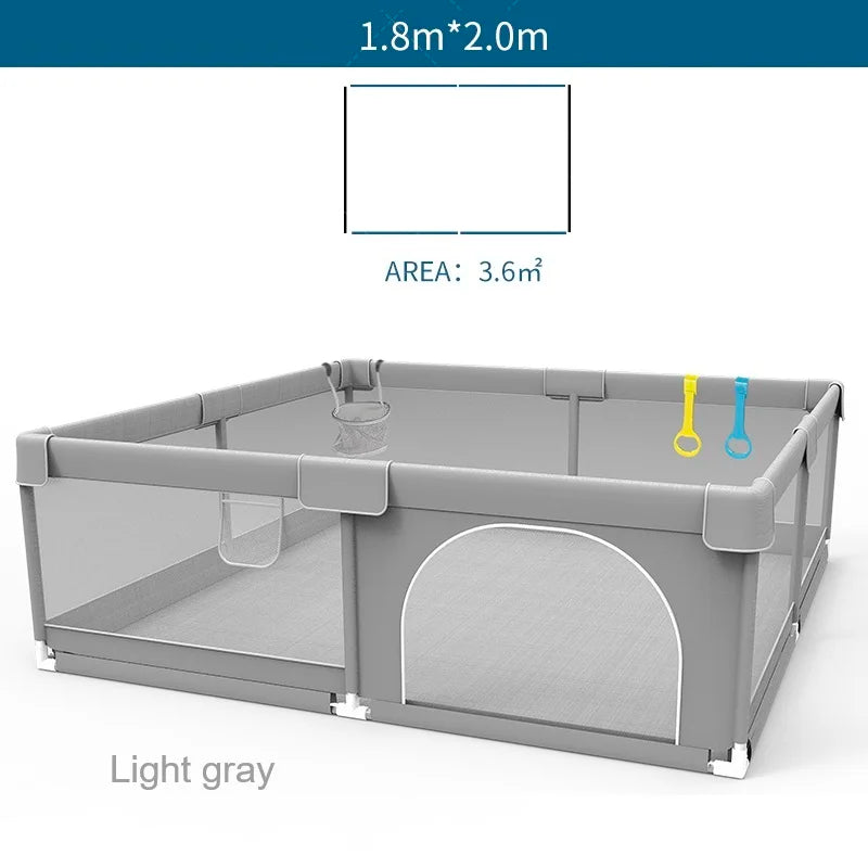 IMBABY Baby Playpens Light Gray Corral for Baby Playground with Pull Ring Child Safety Barrier