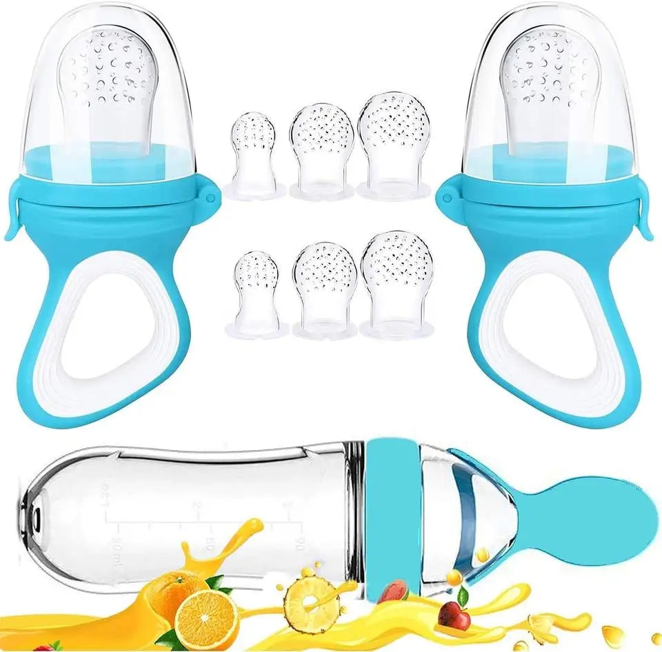Squeezing Feeding Bottle Cup Silicone Newborn Baby Pacifier Training Rice Spoon Infant Cereal Food
