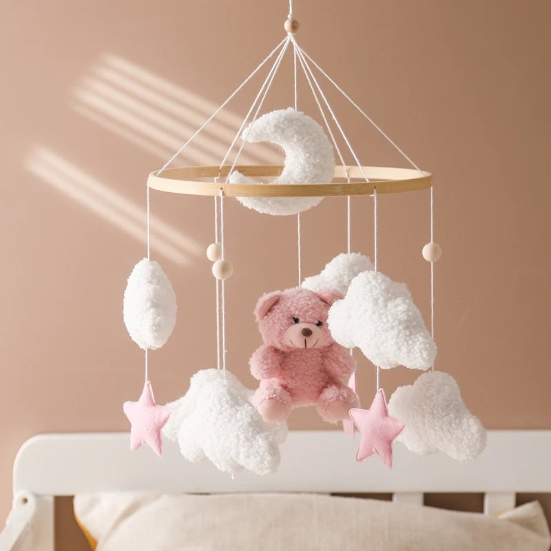 Baby Crib Mobile Rattle Toy 0-12Months Infant  Felt mobile Teddy Velvet Bear  Bell