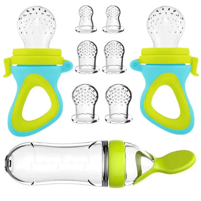 Squeezing Feeding Bottle Cup Silicone Newborn Baby Pacifier Training Rice Spoon Infant Cereal Food