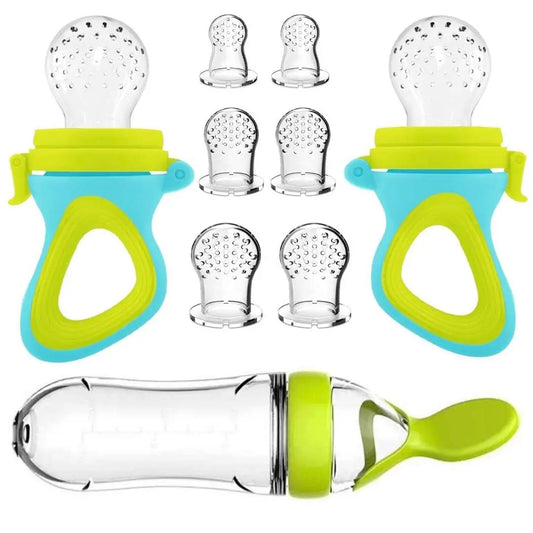 Squeezing Feeding Bottle Cup Silicone Newborn Baby Pacifier Training Rice Spoon Infant Cereal Food