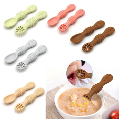 Silicone Baby Dining Plate Rice Spoon Set Cute Cartoon Children Dishes Retro Kid Bowl