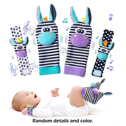 4pcs Baby Rattle / Cute Stuffed Animals Wrist Rattle  Socks 0~24 Months for Infant Boy Girl