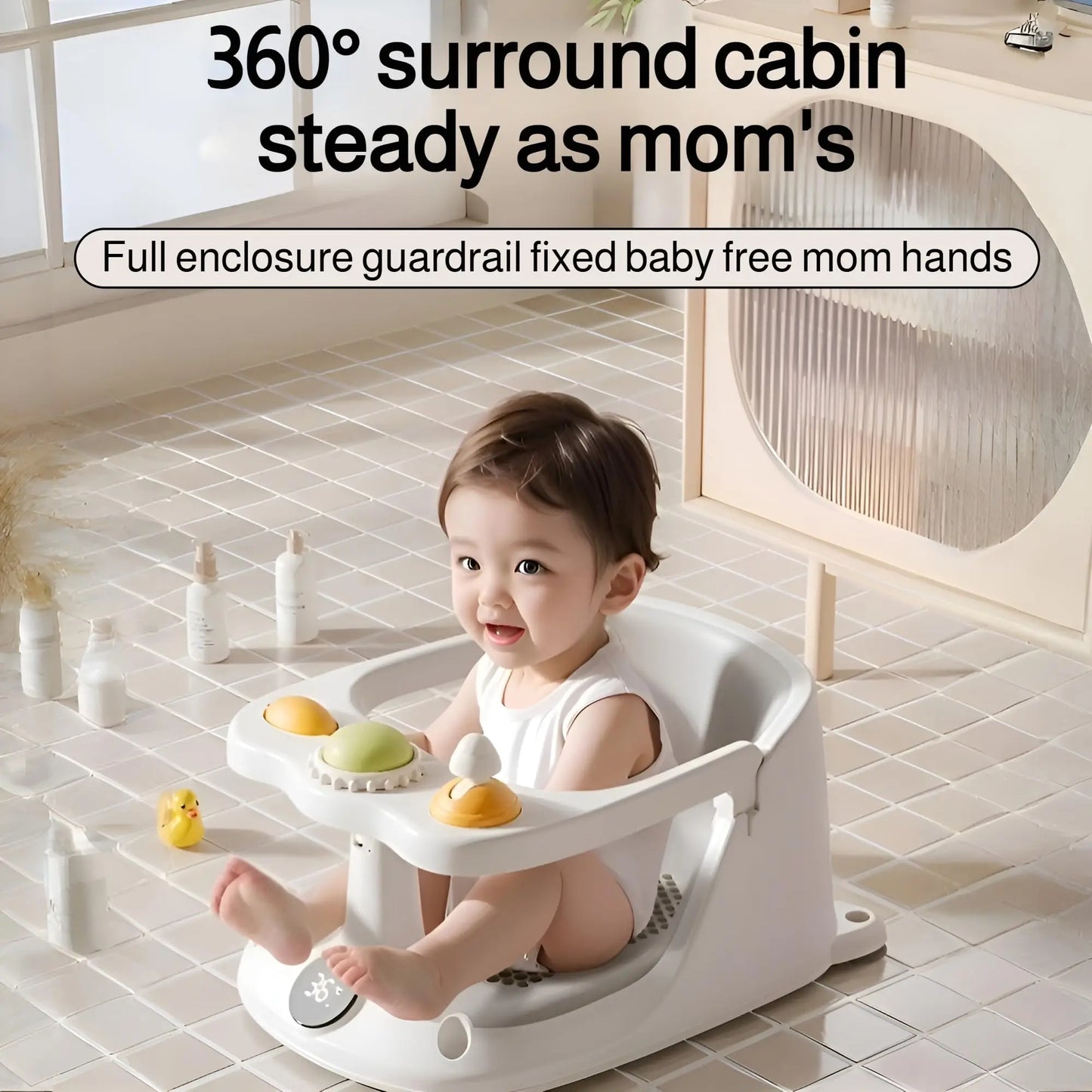 Baby Bath Seat for Babies 6 Months & Up - Bathtub Seats for Babies Sitting Up with Rinse Cup, Non-Slip