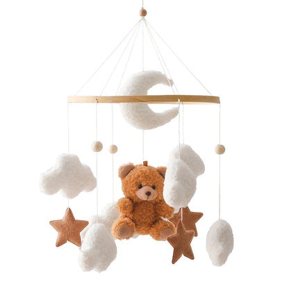 Baby Crib Mobile Rattle Toy 0-12Months Infant  Felt mobile Teddy Velvet Bear  Bell