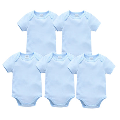 Kavkas 3PCS 5PCS Baby Boys Girls Clothes Solid White Short Sleeve Cotton Baby Bodysuits 0-24 months  Jumpsuit