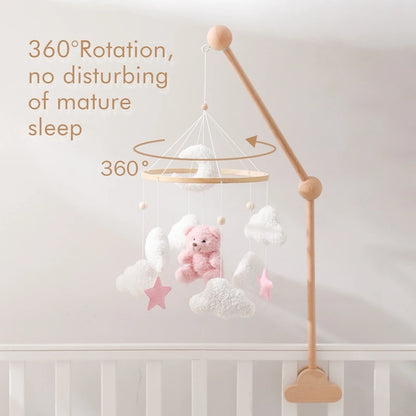 Baby Crib Mobile Rattle Toy 0-12Months Infant  Felt mobile Teddy Velvet Bear  Bell