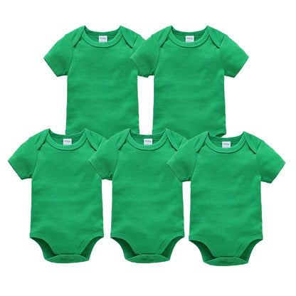 Kavkas 3PCS 5PCS Baby Boys Girls Clothes Solid White Short Sleeve Cotton Baby Bodysuits 0-24 months  Jumpsuit