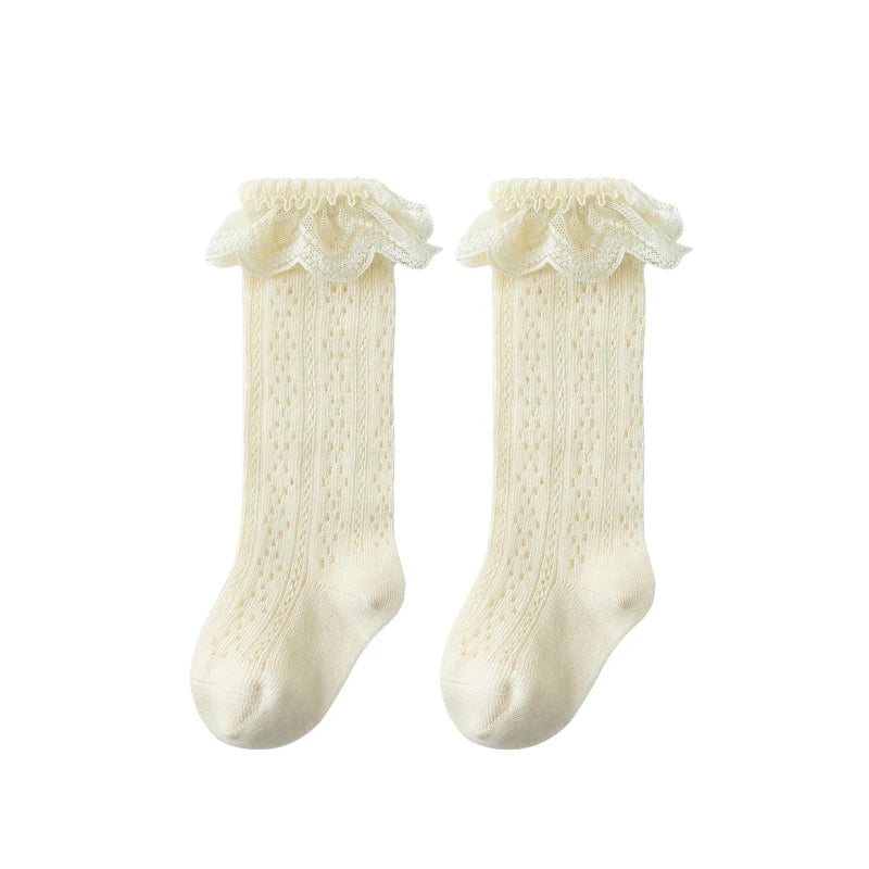 Summer Baby Girls Socks Toddler Bow Long Sock Kids Knee High Soft Cotton  Lace Socks 0-3Y