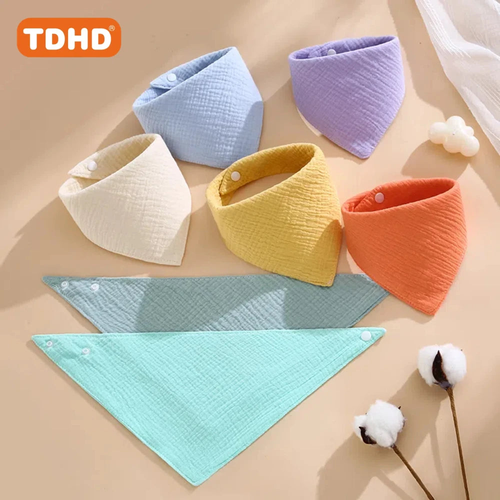 7pcs Baby Bibs Soft, Absorbent Drool & Eating Bibs with Button Closure, Mixed Colors, Ideal for Infants & Toddler