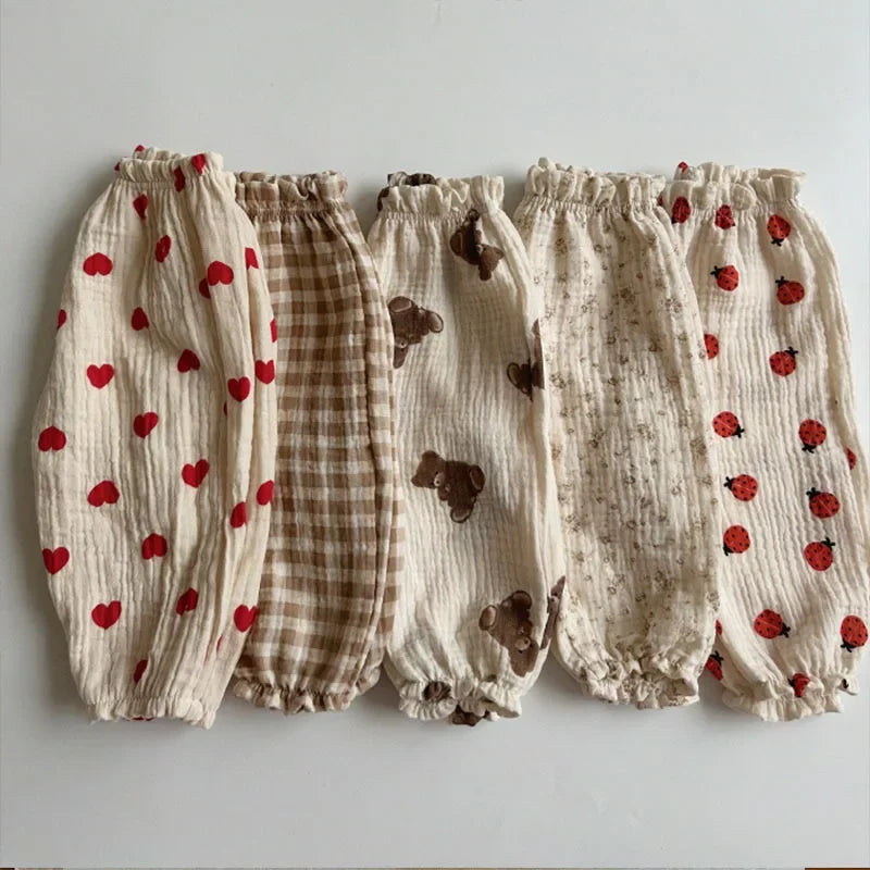Organic Cotton Baby Pants Newborn Toddlers Print Soft Muslin Clothes Pants Capris