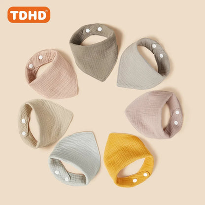 7pcs Baby Bibs Soft, Absorbent Drool & Eating Bibs with Button Closure, Mixed Colors, Ideal for Infants & Toddler