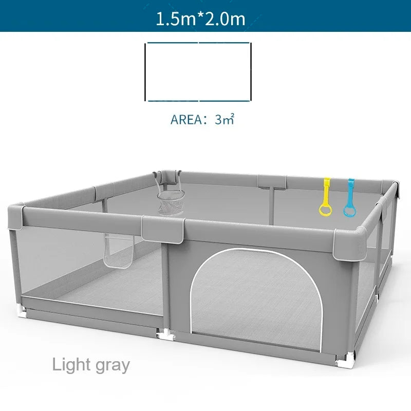 IMBABY Baby Playpens Light Gray Corral for Baby Playground with Pull Ring Child Safety Barrier