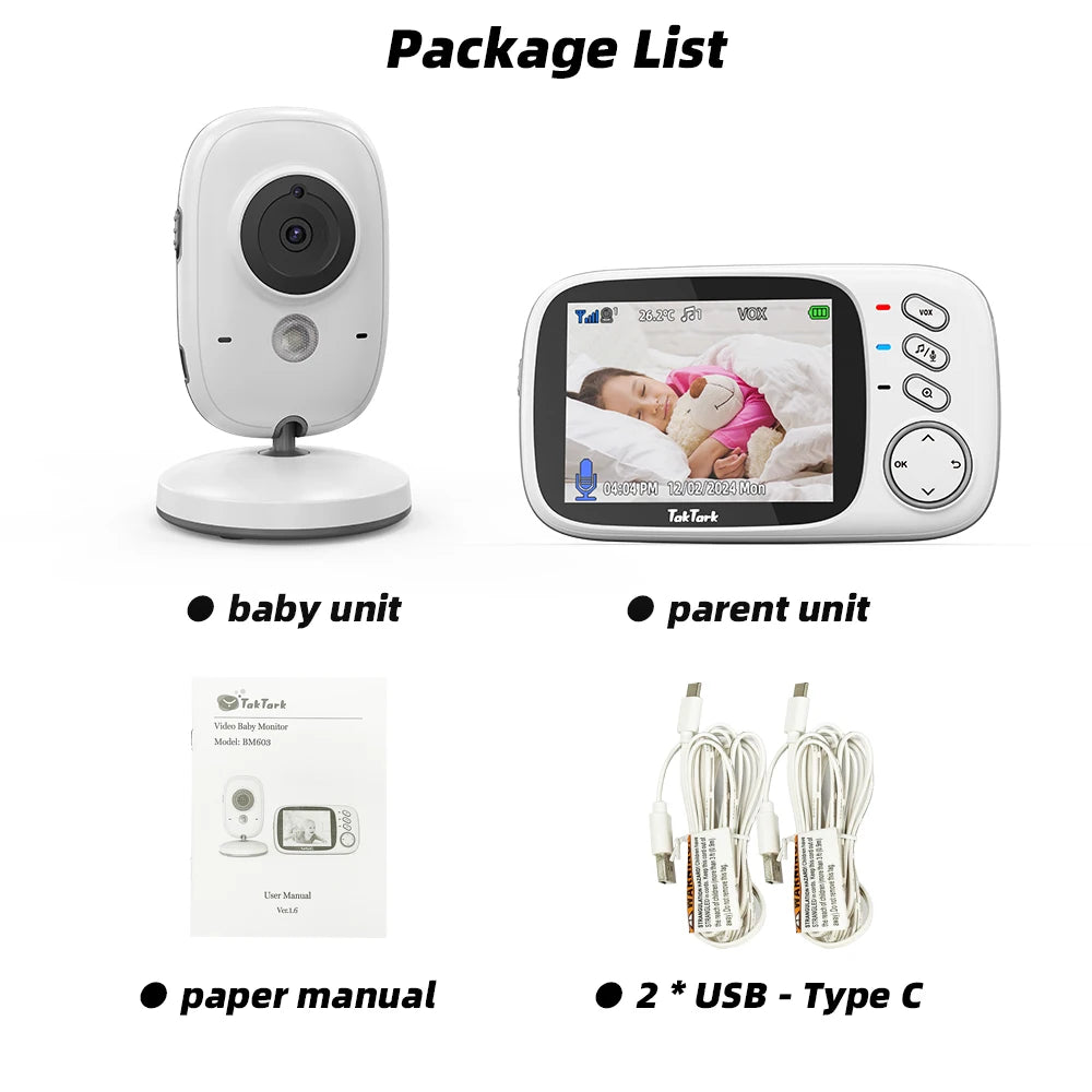 3.2 Inch Wireless Video Baby Monitor   Night Vision Two Way Intercom Temperature Monitoring