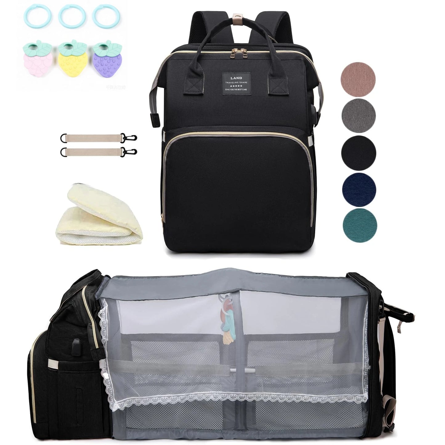 Mommy Bag Lightweight Portable Folding Crib Bed Large-capacity Bags Baby Backpack Mommy   Bag