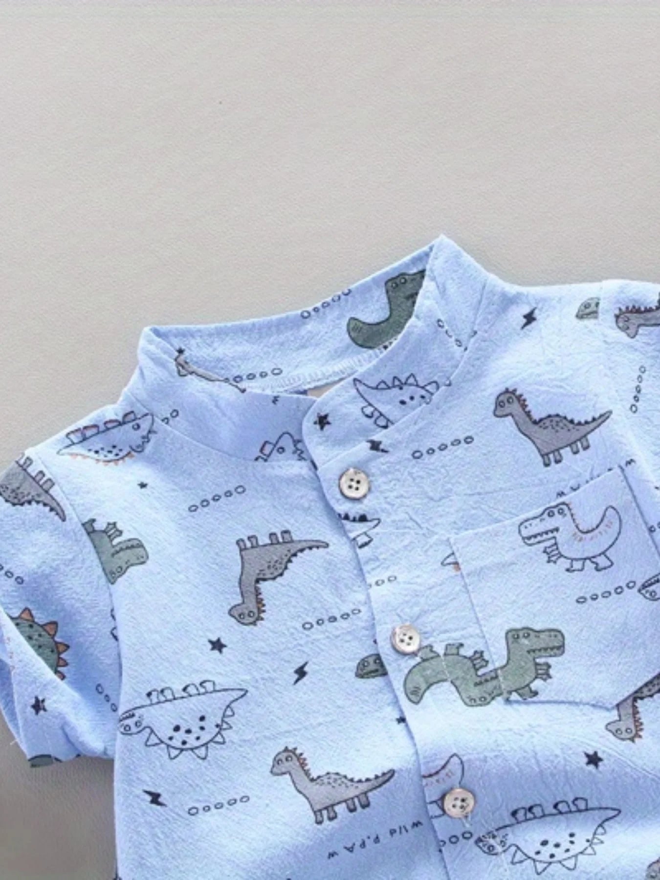 Infant and toddler summer full print dinosaur pattern short sleeved shorts set