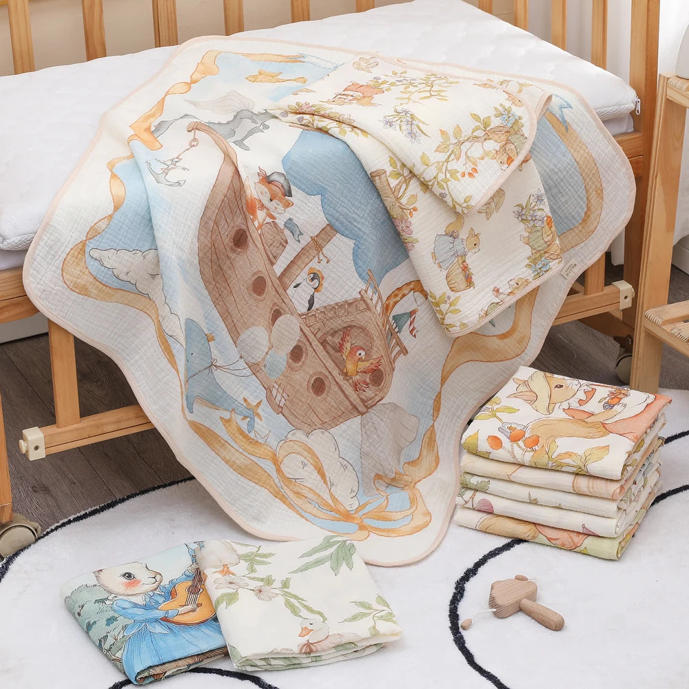 baby bath towel pure cotton gauze bath towel  absorbent newborn  blanket
