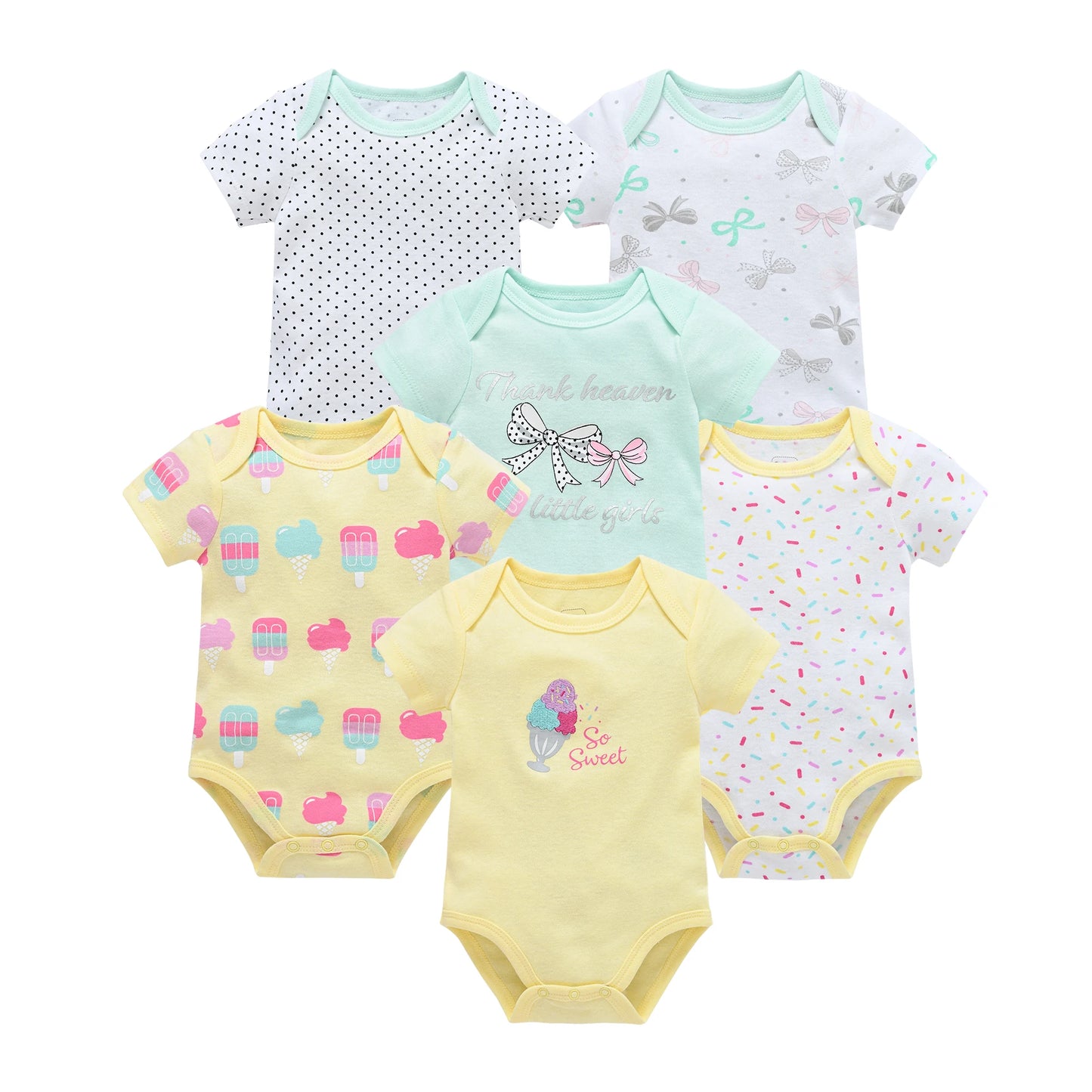 3/6 pcs a lot Baby Girls Clothes Cotton Short Sleeve Girl Bodysuit 0-12 Months Newborn