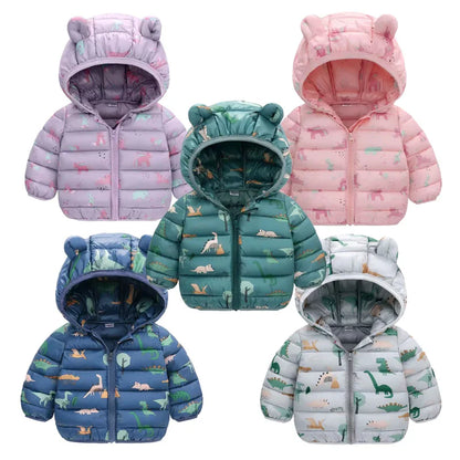 Baby Boys Girls Jackets For Kids Cartoon Bear Zipper Coats  Warm Down Jackets
