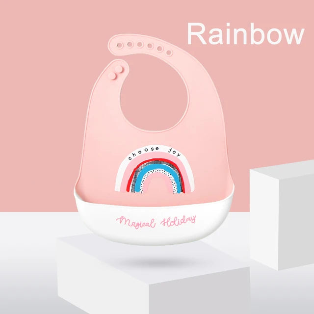 Silicone Bib Waterproof Saliva Dripping Banana Bibs Cartoon Soft Edible Aprons Baby Adjustable Burp Scarf