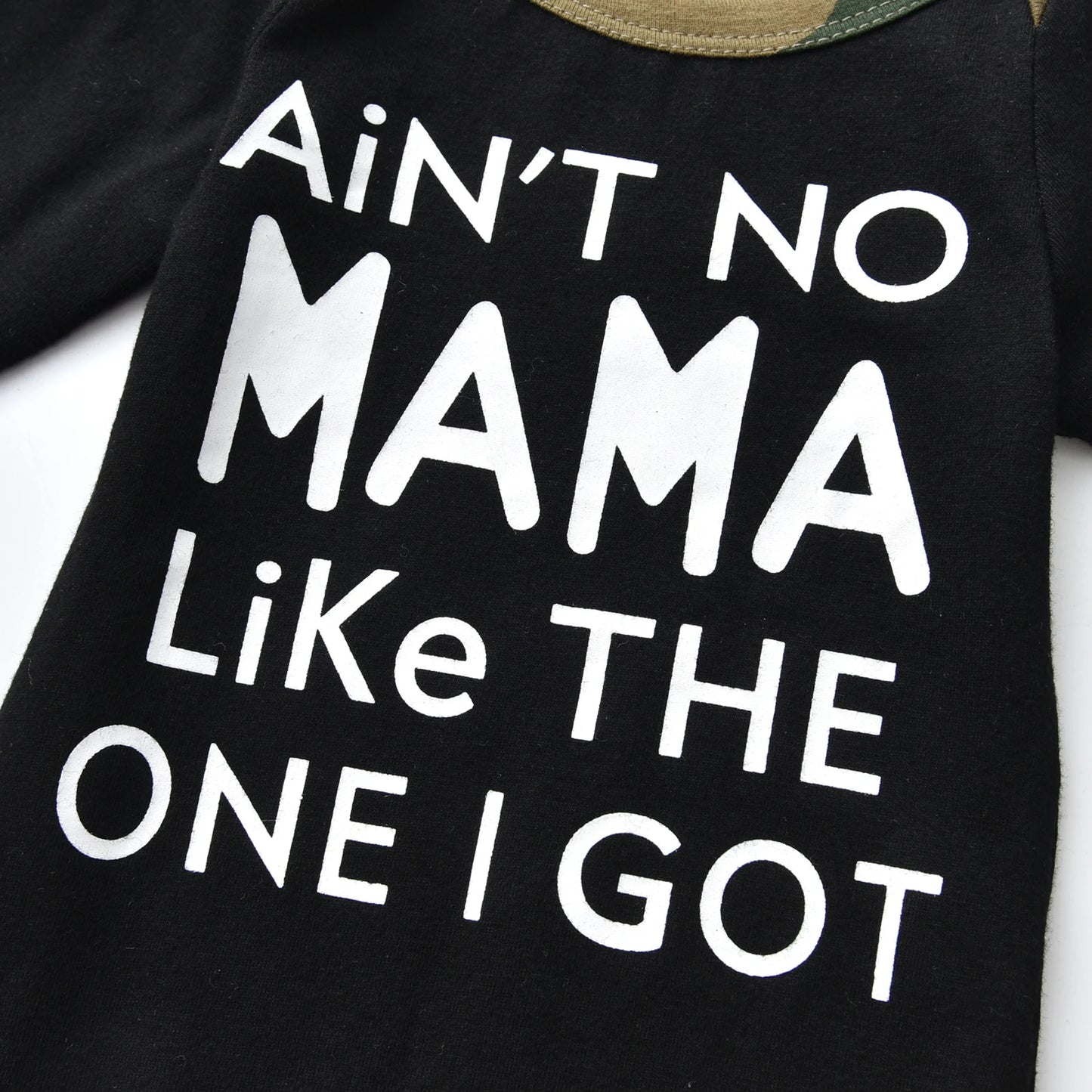 Newborn Baby Boy Clothes Long Sleeves Letter Print Romper Camouflage Long Pants Hat