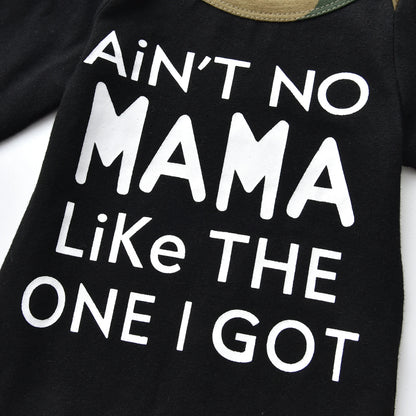 Newborn Baby Boy Clothes Long Sleeves Letter Print Romper Camouflage Long Pants Hat