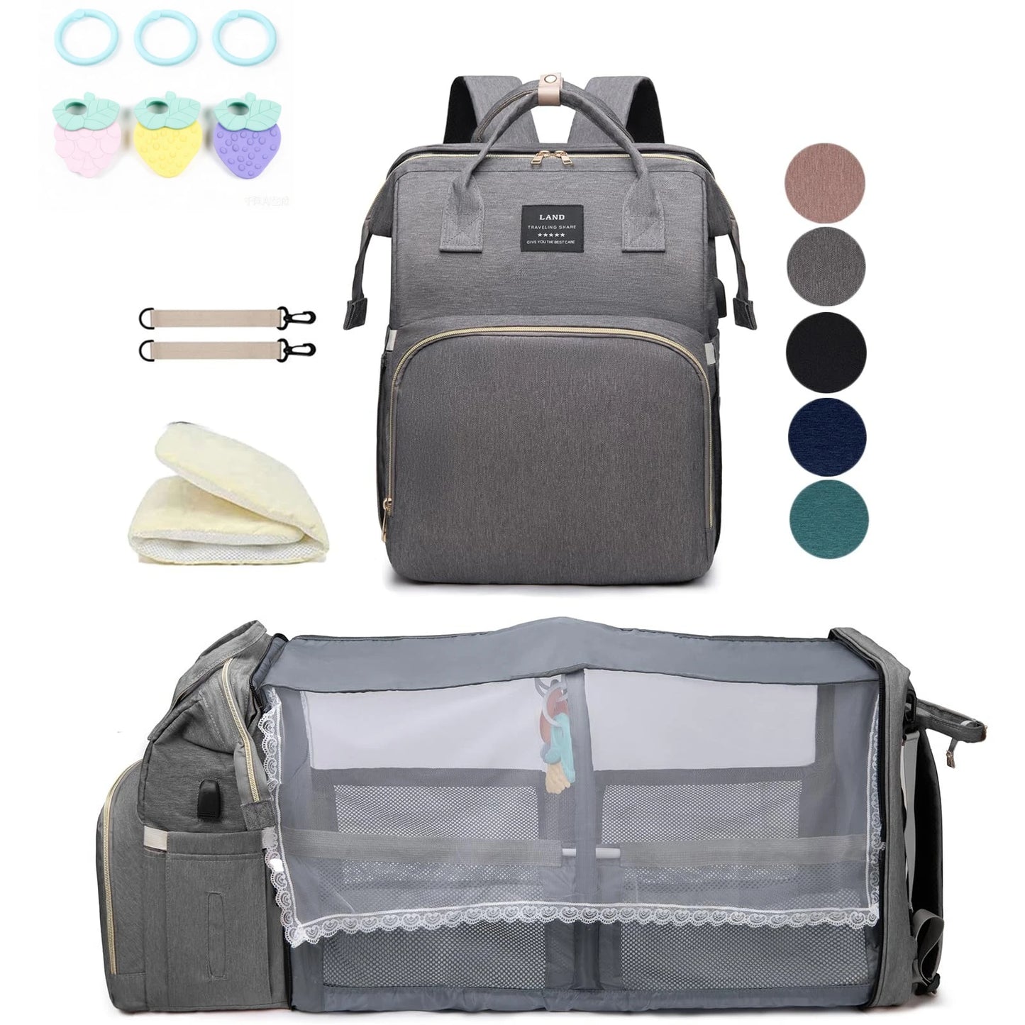 Mommy Bag Lightweight Portable Folding Crib Bed Large-capacity Bags Baby Backpack Mommy   Bag